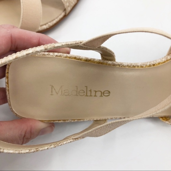 Madeline Women's Scrabble Sandal Block Heels Strappy Open Toe Cream Size 6.5M - Picture 8 of 12